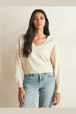 American Vintage Cream Raxow V-Neck SweaterS