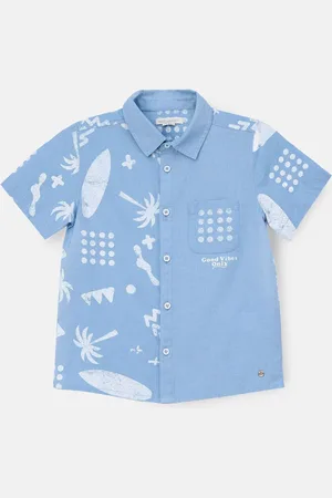 Angel & Rocket Connor Distresed Printed Holiday 100% Cotton Shirt110116cm