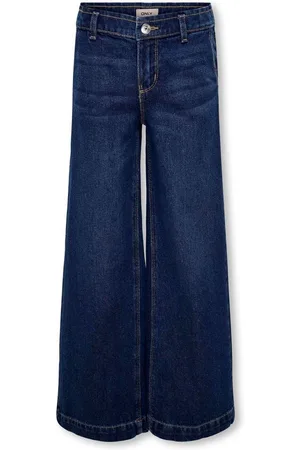 ONLY Blue 100% Cotton Wide Leg Jeans with Adjustable Waist9 Jaar (134cm)