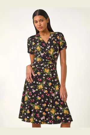 Roman Floral Print Ring Detail Midi Dress38