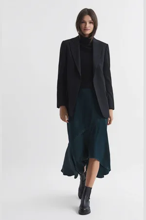 Reiss Inga midirok van satijn met hoge taille42