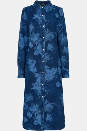 Whistles Chalk Print 100% Cotton Denim Shirt Dress36