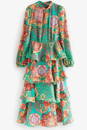 Next N. Premium Long Sleeve Tiered Boho Occasion Maxi DressEU 48 (UK 20)