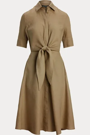 Ralph Lauren Wakana 100% Linen Belted Shirt Dress44