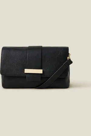 Accessorize Leather Metal Bar Cross-Body BagEén