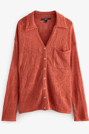 Next Button Up Open Stitch Collared Knitted Shirt Jumpermedium