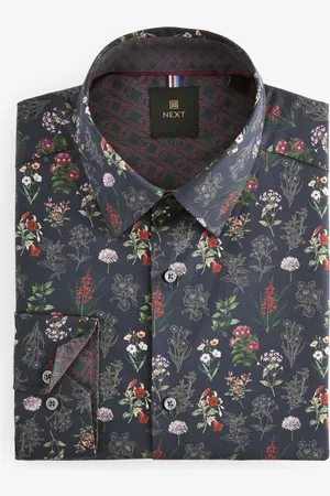 Next Regular-fit 100% katoenen overhemd met print, lange mouwen en enkele manchetXS