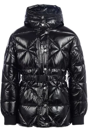 Juicy Couture Hoogglanzende halflange gewatteerde jas met riem voor meisjes9