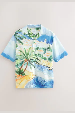 Next Watercolour Scenic Printed Short Sleeve ShirtLarge