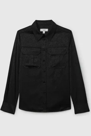 Reiss Hettie Herringbone-Jacquard Satin Shirt32