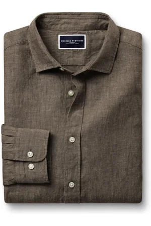 Charles Tyrwhitt Slim Fit Plain Short Sleeve Pure 100% Linen ShirtXL