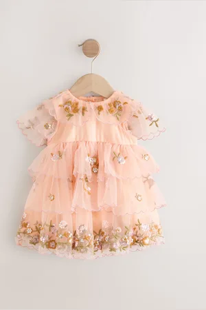 Next Short Sleeve Mesh Embellished Dress (3mths-7yrs)6874cm