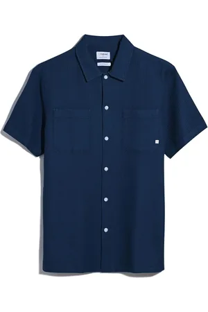 Farah Blue 100% Organic Cotton Judson Short Sleeve ShirtLarge