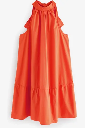 Next 100% Cotton Halter Tie Neck Sleeveless Tired Mini Dress48tall