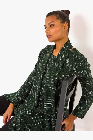 Roman Scarf Longline Stretch Tunic Toplarge