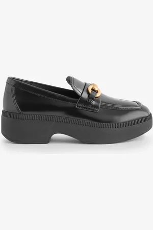 FitFlop F-Luma Chunky-Snaffle Box-Leather D/Wedge Black LoafersEU 36 (UK 3)