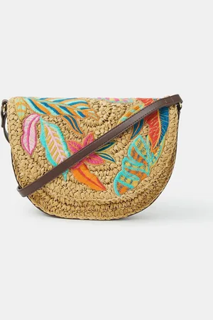 Accessorize Embroidered Raffia Cross-Body BagEén