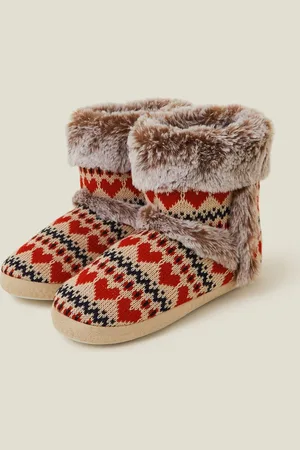 Accessorize Pantoffels met imitatiebont en Fairisle-patroonS