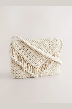 Next 100% Cotton Macrame Beaded Cross Body Bageen