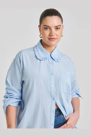 Simply Be Ruffle Collar Stripe Shirt44