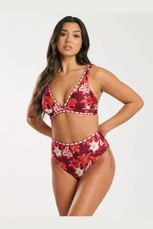 South Beach Printed Embroidery Detail High Waist Bikini BriefsEU 38 (UK 10)