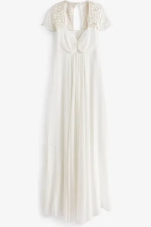 Séraphine Lace and Chiffon White Maternity Dress38