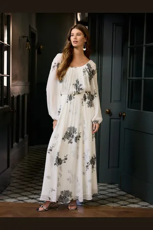 Next Long Sleeve Pleated Maxi Dress46tall