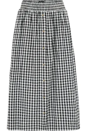 Pour Moi 100% Cotton Deanna Shirred Waist Button Detail Woven Midi Skirt40