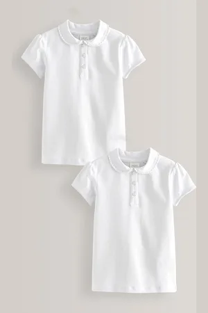 Next Verpakking van 2 katoenen stretchy schoolpolotops met kraag en ruches (3-16 jr)5 Jaar (110cm)