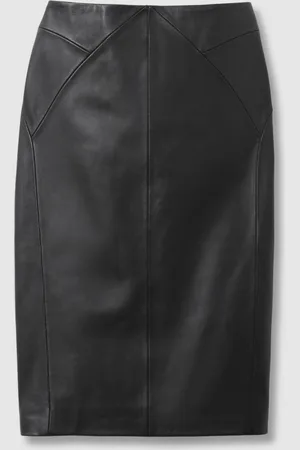 Reiss Leren Raya midirok met hoge taille34