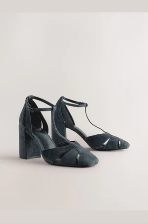 Next Forever Comfort Leather Round Toe Cut Out T-Bar Block Heel ShoesEU 38 (UK 5)