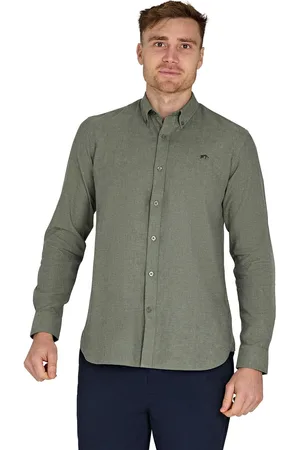 Raging Bull Green Classic Long Sleeve Linen ShirtSmall