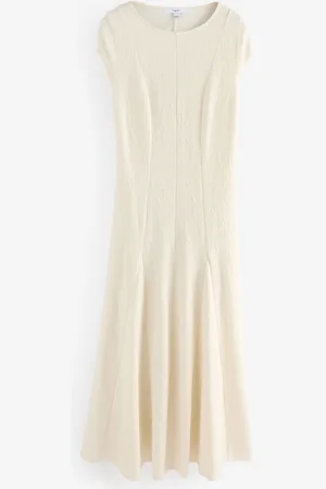 Next Cap Sleeve Jacquard Midi Dress50