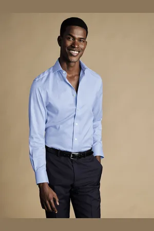 Charles Tyrwhitt Non-iron Puppytooth Cutaway Slim Fit 100% Cotton Shirt38 cm R (UK 15 R)