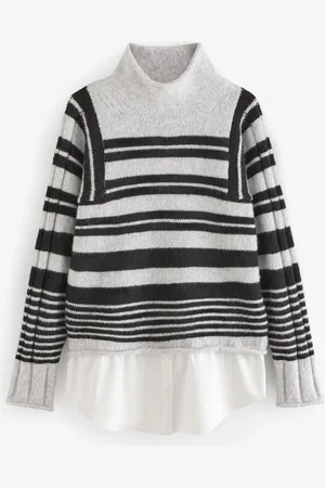 Next Roll Edge Shirt Layer Knitted 100% Cotton JumperL