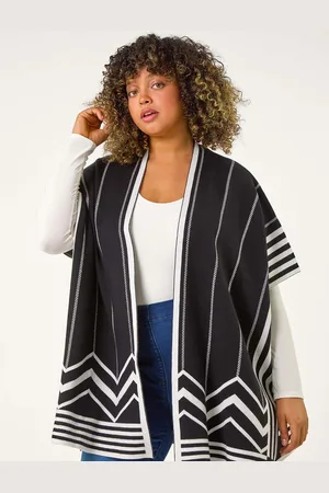 Roman Curve Stripe Hem Poncho48