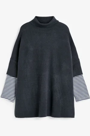 Next Gebreide poncho met gestreepte mouwenM-L