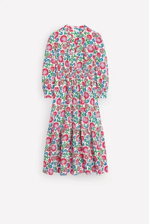 Boden Elena Tiered Midi 100% Cotton Dress38