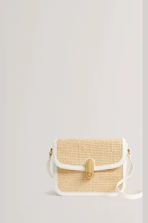 Ted Baker Kkassie Twist Lock Detail Small Raffia Cross-Body Bageen