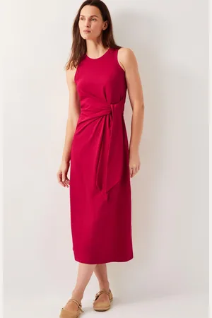 Monsoon Sleeveless Tie-Side Column 100% Cotton Midi Dressxlarge