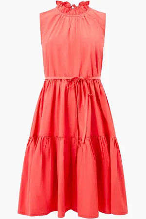 French Connection 100% katoenen Era Poplin mouwloze jurk met hoge halsM