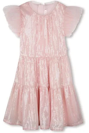 Billieblush Pink Iridescent Party Occasion Dress With Mesh Frill Sleeves4 Jaar (104cm)