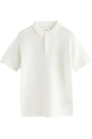 Next 100% Cotton Textured Short Sleeve Knitted Polo Shirt (3-16yrs) (3-16yrs)110116cm