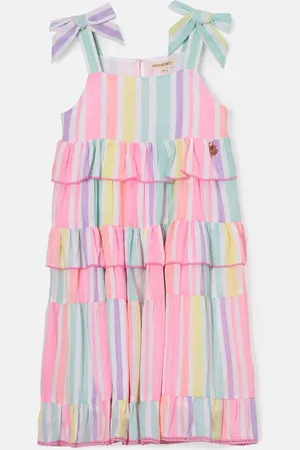 Angel & Rocket 100% Cotton Pinki Nola Multi Bright Stripe Dress8 Jaar (128 cm)