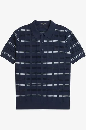 Fred Perry Striped Rib Knitted Polo shirt2X-Large