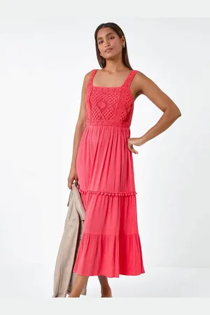 Roman Crochet Detail Cotton Blend Maxi Dress42
