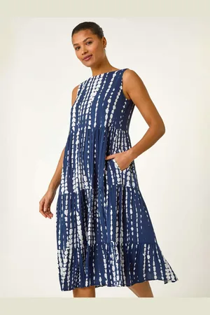 Roman Tie Dye Print Sleeveless Smock Dress42