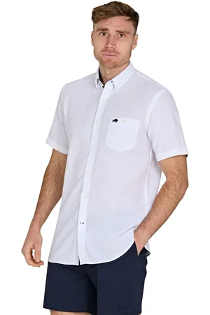 Raging Bull Classic Short Sleeve Linen White Shirt2X-Large
