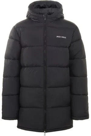 Jack Wills Boys Longline Black Puffer Coat12