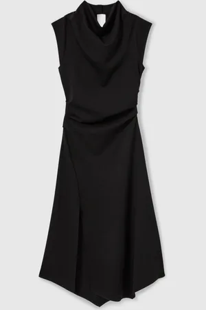 Reiss Harlan Twill-Jersey Draped Midi Dress36